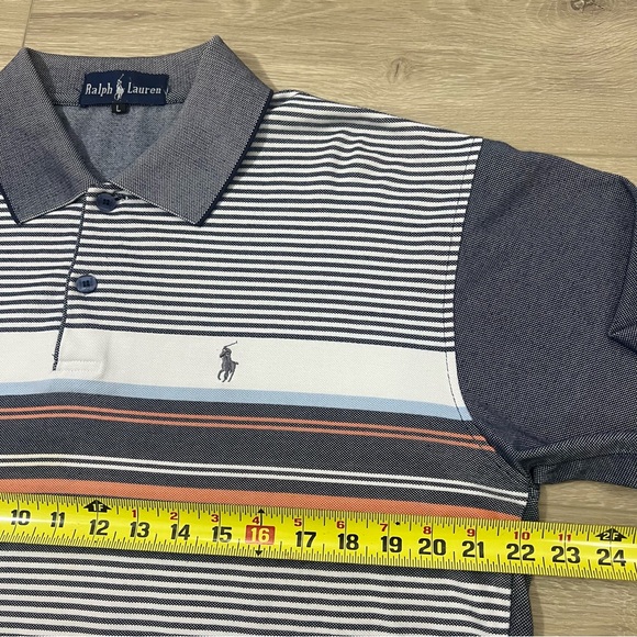 Vintage Polo Ralph Lauren Rugby Shirt Large Gray Orange Striped Preppy Rare - Picture 5 of 7